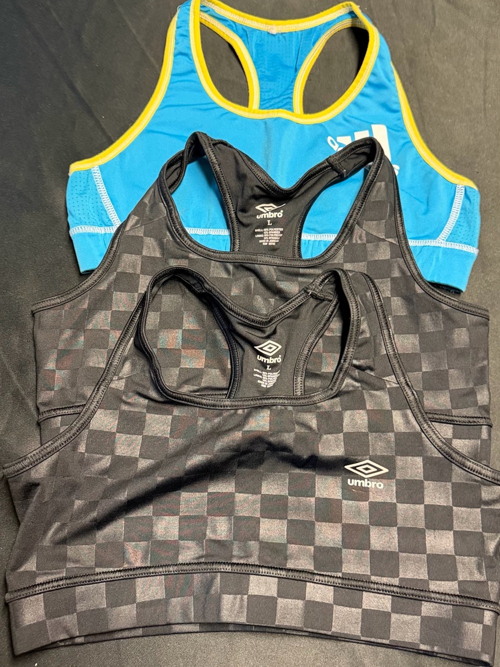 Umbro Black Checkerboard & Blue Sports Bra Set